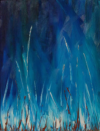 blue reeds painting