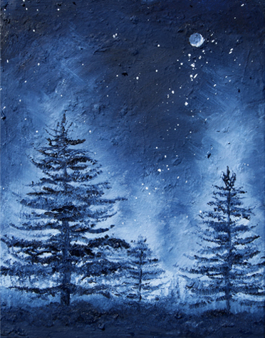 new moon hemlock art forest night painting