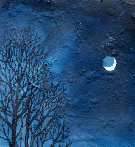 tree new moon oil painting